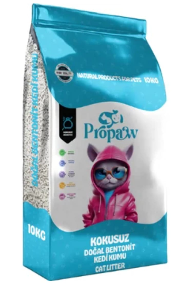 Propaw Ekstra Topaklanan, Kokusuz Sodyum Bentonit Kedi Kumu 10 kg