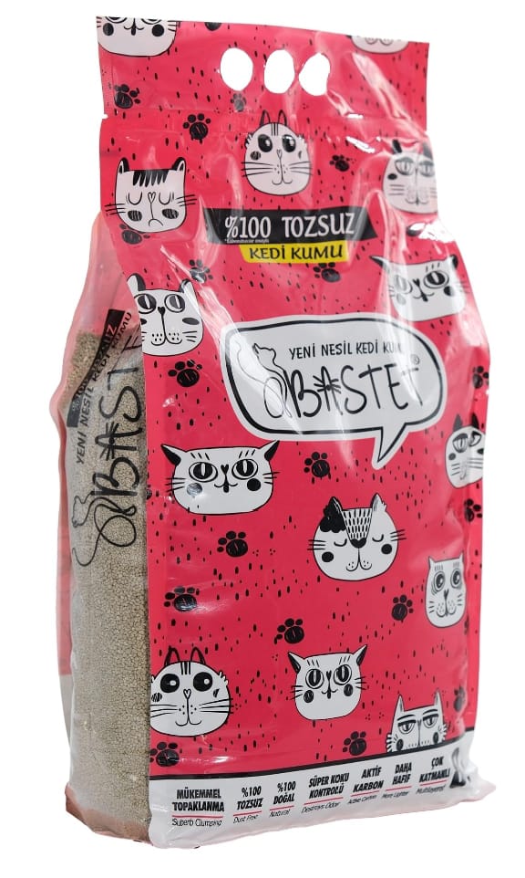 Bastet Tozsuz Kedi Kumu 8Litre (TAMAMEN DOĞAL , AKTİF KARBONLU, POŞETTE)